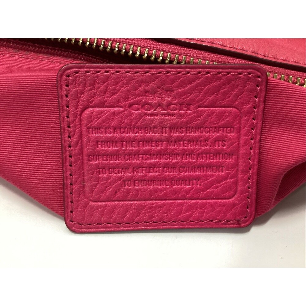 coach Kelsey pebbled pink/fuchsia leather shoulder handbag double handles - Picture 9 of 12